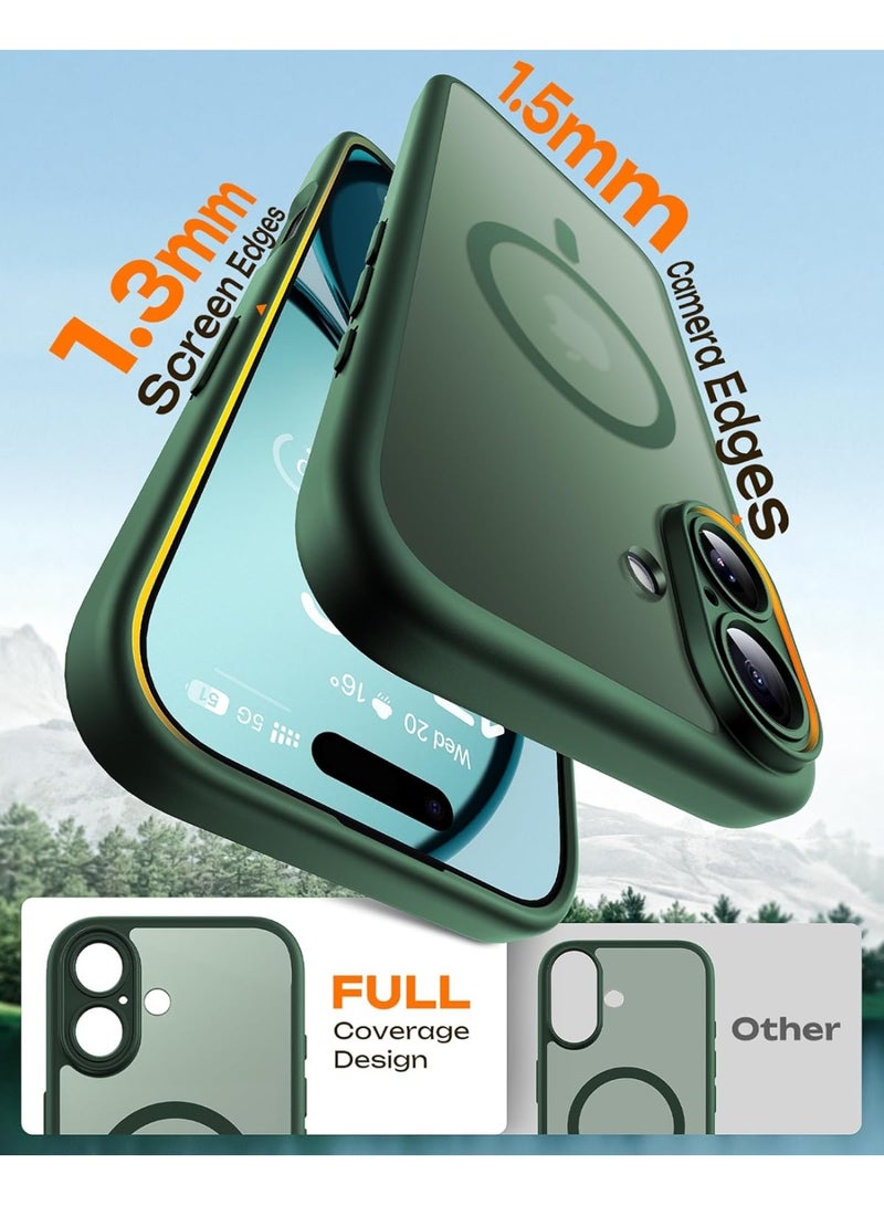 For iPhone 17 Case, Compatible with Magsafe, Full Camera Protection, Built-in Magnetic Ring, Drop Protection, Translucent Matte Phone Case for iPhone 17 6.3 inch (green) - Image 3